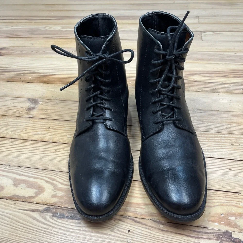 Cole Haan Mens Black Leather Lace Up Boots C11829 Size 9.5 Dress Boot preppy